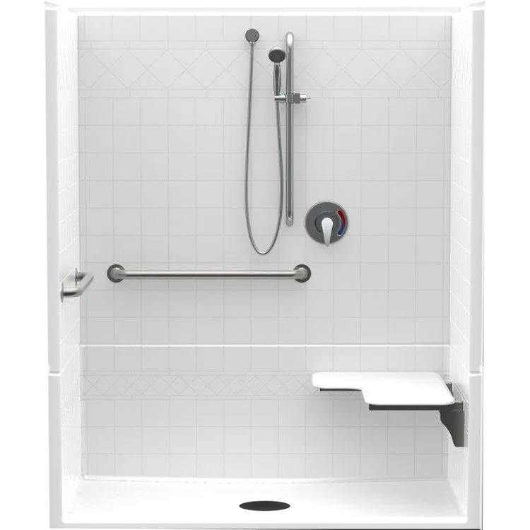 Shower Module 60 x 34 x 75-1/2 Inch Center Drain Left Hand Seat White