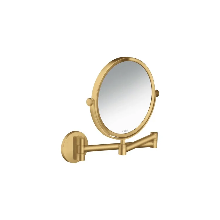 Shaving Mirror Universal Circular 7-5/8 Inch Brushed Gold Optic Pull-Out Swivel Round Glass/Metal