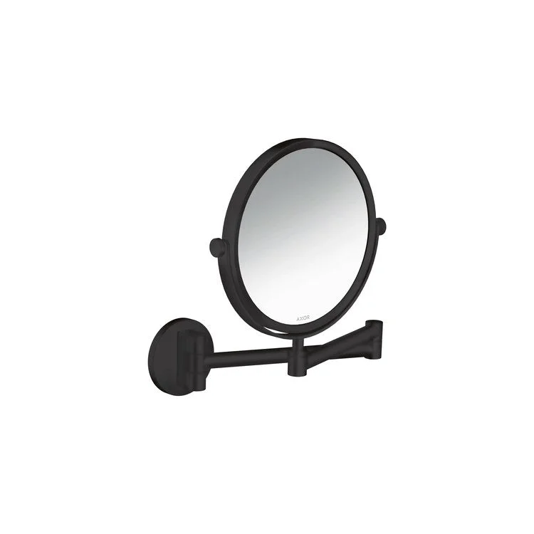 Shaving Mirror Universal Circular 7-5/8 Inch Matte Black Pull-Out Swivel Round Glass/Metal