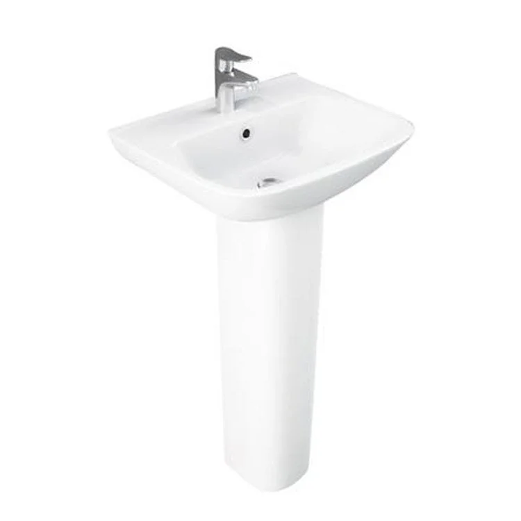 Pedestal Lavatory Eden 450 Centerset White Rectangular