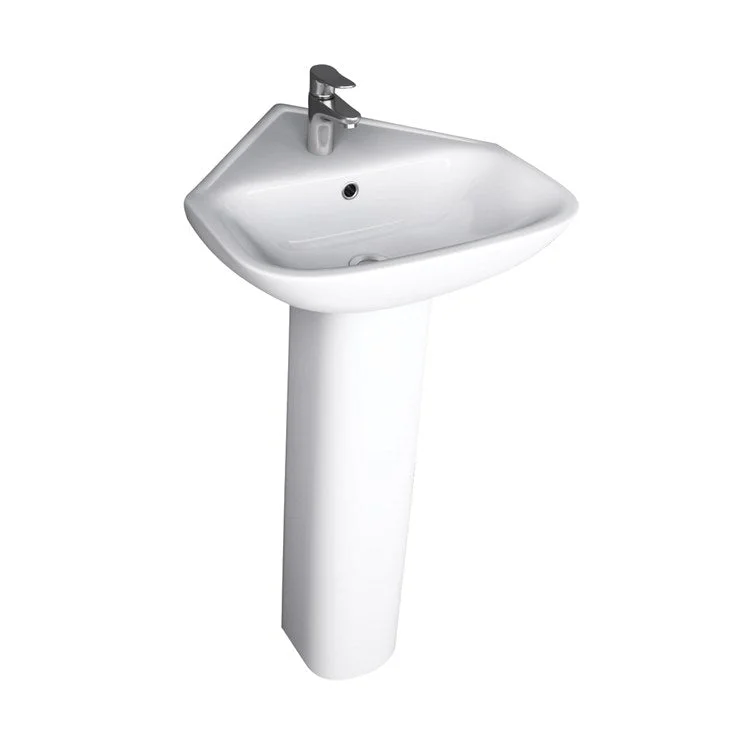 Pedestal Lavatory Corner Eden 450 White Rectangular