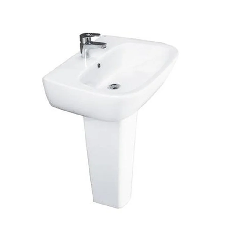 Pedestal Lavatory Elena 500 Centerset White Rectangular