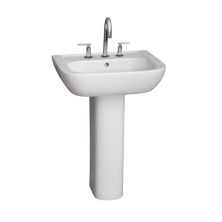 Pedestal Lavatory Caroline 450 Widespread White Rectangular