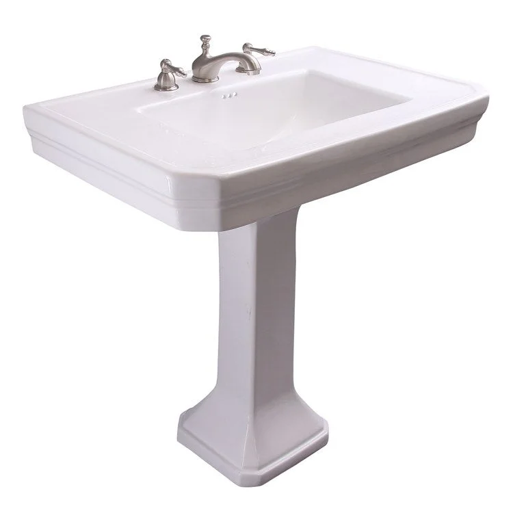 Pedestal Lavatory Corbin Widespread White Rectangular