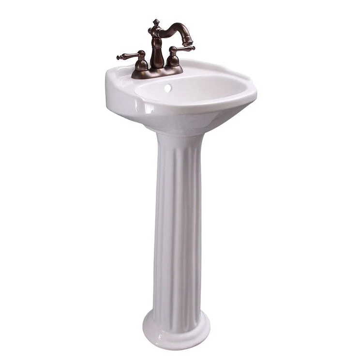 Pedestal Lavatory 20 Inch Silvi Centerset White Oval