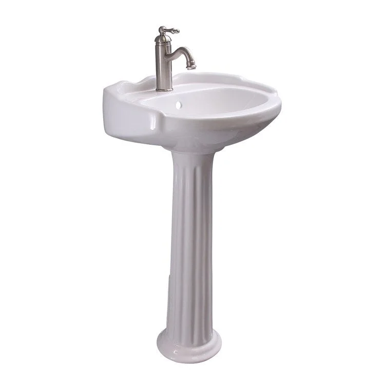 Pedestal Lavatory 15 Inch Silvi White Oval 1 Hole