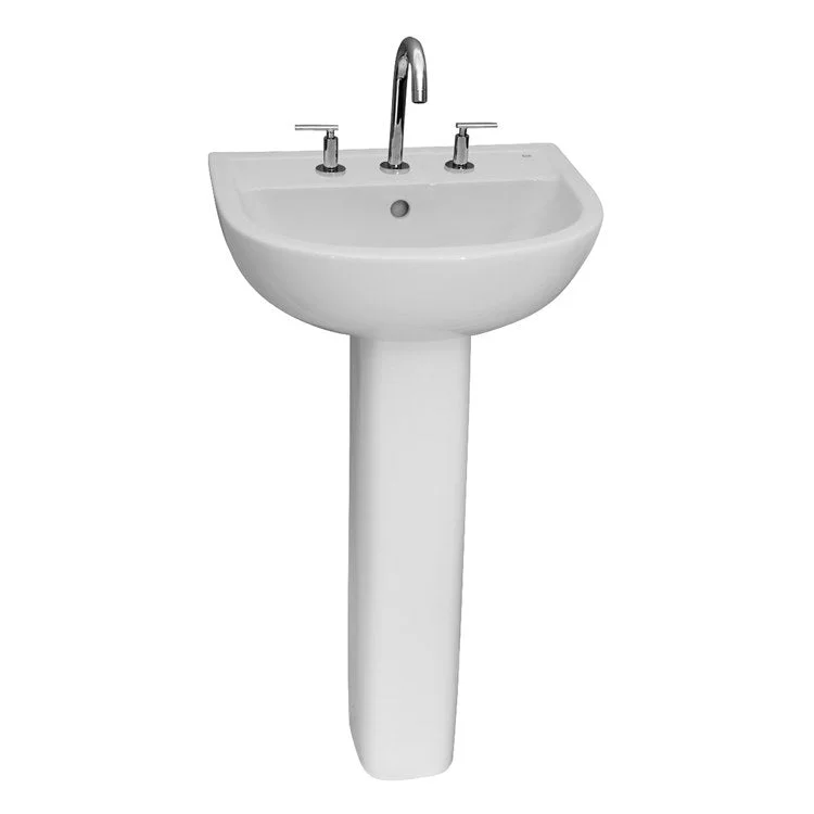 Pedestal Lavatory Compact 545 Mini Widespread White Round