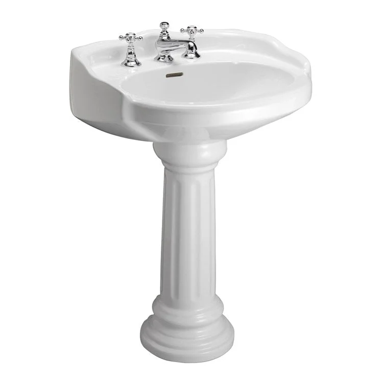 Pedestal Lavatory Vicki Widespread White Round