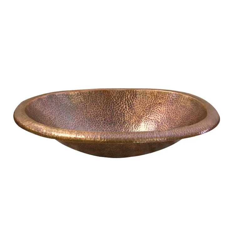 Lavatory Sink Fletcher Self Rimming 21 Inch Oval Hammered Antique Copper