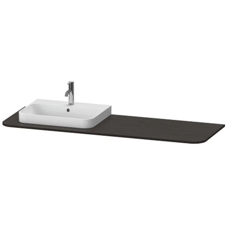 Lavatory Console Happy D.2 Plus Brushed Walnut Single Basin 51-1/8 x 21-5/8 Inch Ceramic 63 Inch Left