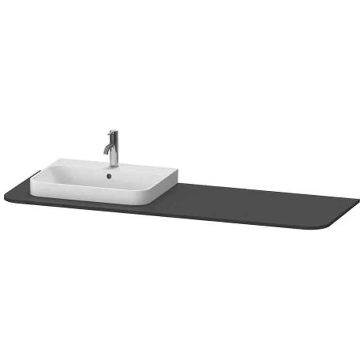 Lavatory Console Happy D.2 Plus Graphite Super Matte Single Basin 51-1/8 x 21-5/8 x Inch Left 5/8 Inch Thick