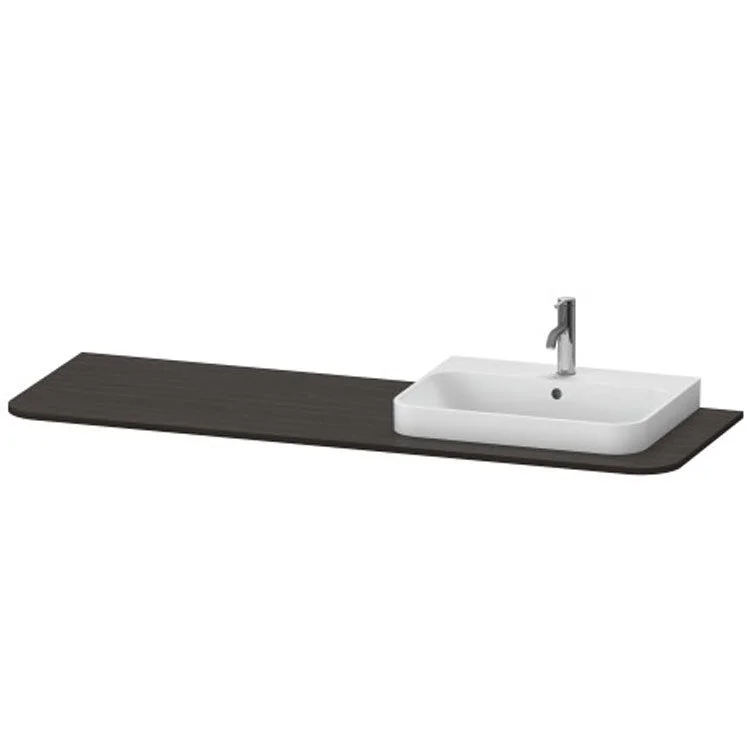 Lavatory Console Happy D.2 Plus Brushed Walnut Single Basin 51-1/8 x 21-5/8 Inch Ceramic 63 Inch Right