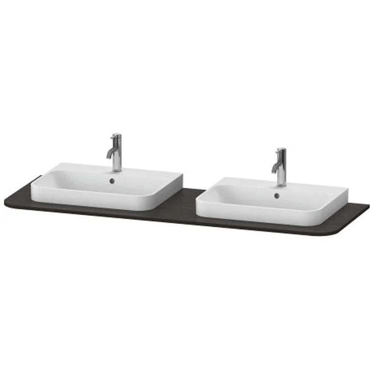 Lavatory Console Happy D.2 Plus Brushed Walnut Double Basin 63 x 21-5/8 Inch