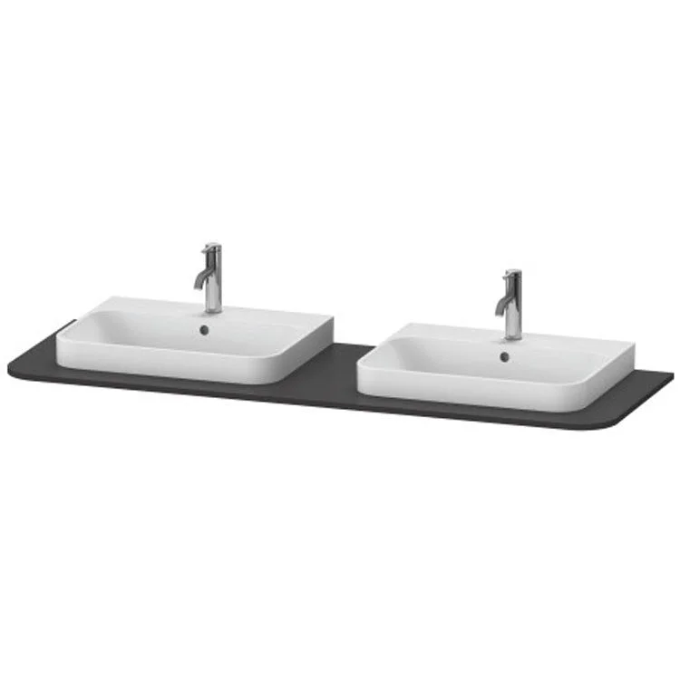 Lavatory Console Happy D.2 Plus Graphite Super Matte Double Basin 63 x 21-5/8 Inch Ceramic