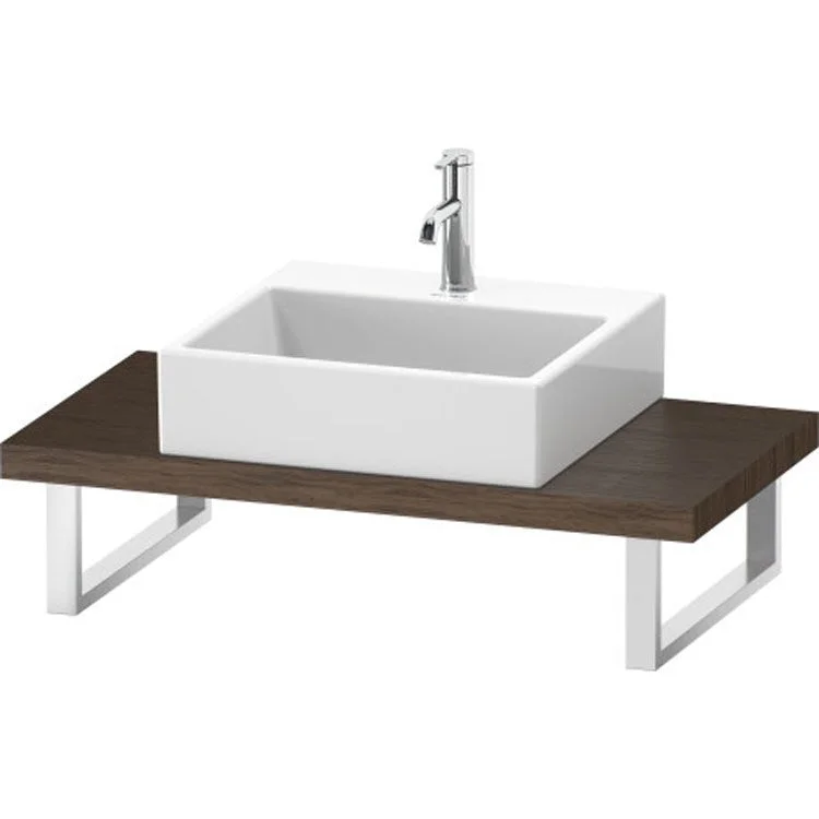 Lavatory Console L-Cube Dark Walnut Single Basin Compact 31-1/2 x 18-7/8 Inch Ceramic 1-3/4 Inch