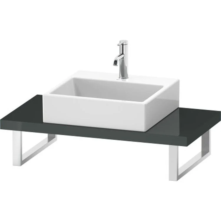 Lavatory Console L-Cube Dolomiti Gray High Gloss Single Basin Compact 31-1/2 x 18-7/8 Inch Ceramic 1-3/4 Inch