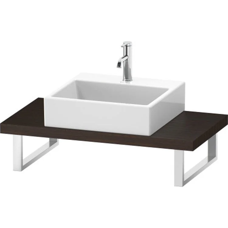 Lavatory Console L-Cube Brushed Walnut Single Basin Compact Console 18-7/8x1-3/4 Inch