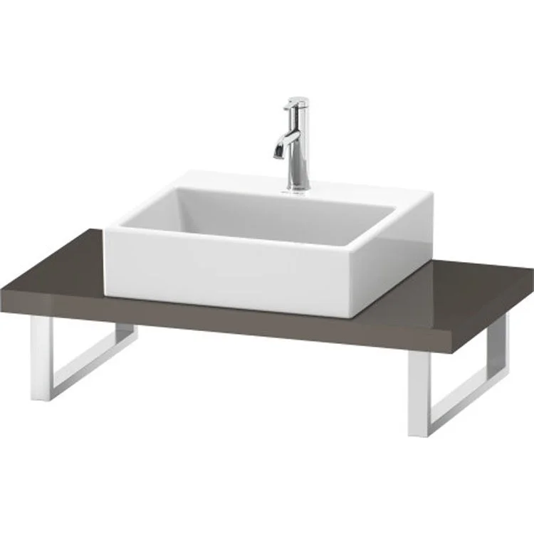 Lavatory Console L-Cube Flannel Gray High Gloss Single Basin Compact 31-1/2 x 18-7/8 Inch 1-3/4 Inch One Cut-Out