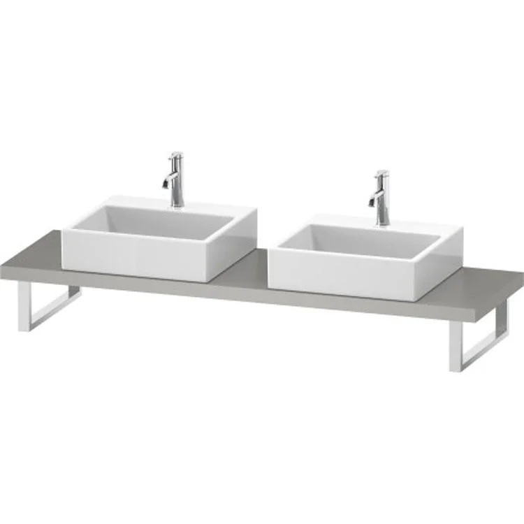 Lavatory Console L-Cube Concrete Gray Matte Double Basin Compact 31-1/2 x 18-7/8 Inch Ceramic 1-3/4 Inch