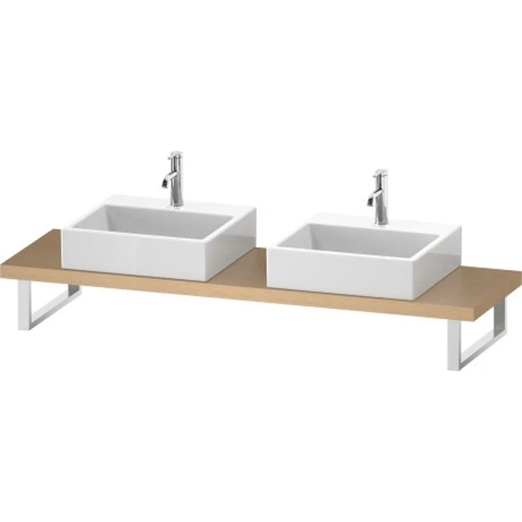 Lavatory Console L-Cube Brushed Oak Double Basin Compact 31-1/2 x 18-7/8 Inch 1-3/4 Inch Two Cut-Outs