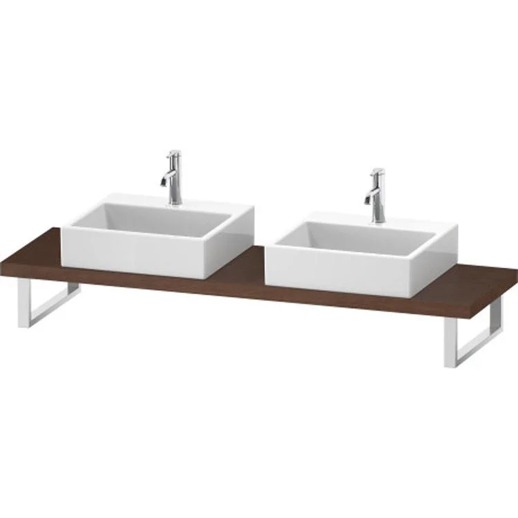 Lavatory Console L-Cube American Walnut Double Basin Compact 31-1/2 x 18-7/8 Inch Ceramic 1-3/4 Inch