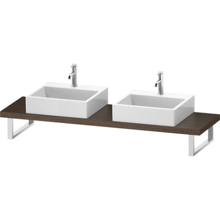 Lavatory Console L-Cube Dark Walnut Double Basin Compact 31-1/2 x 18-7/8 Inch 1-3/4 Inch Two Cut-Outs