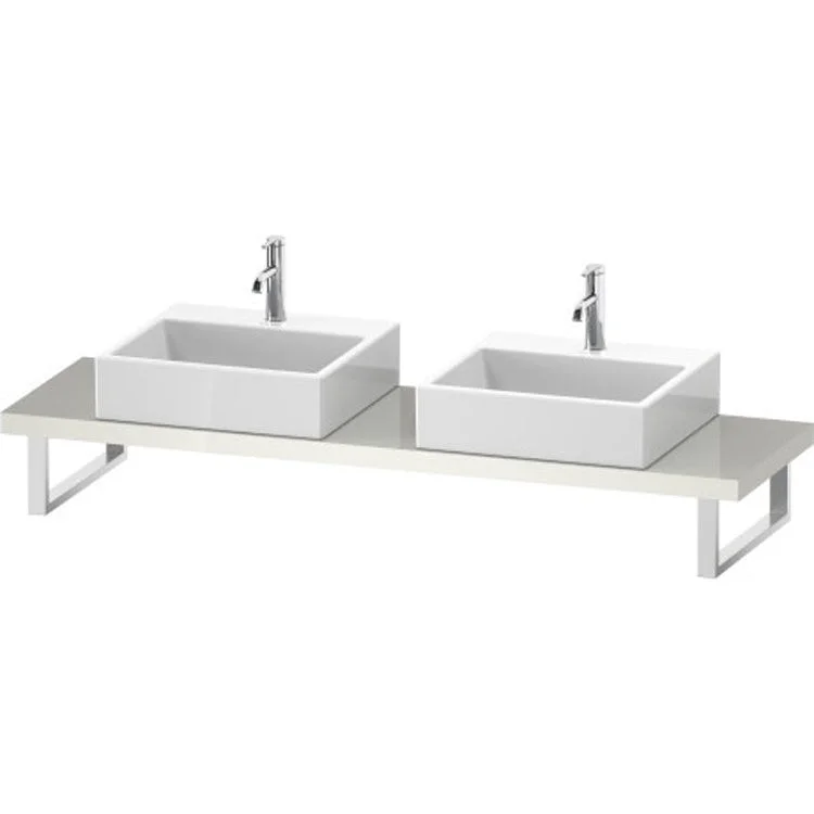 Lavatory Console L-Cube White High Gloss Double Basin Compact 31-1/2 x 18-7/8 Inch Ceramic 1-3/4 Inch