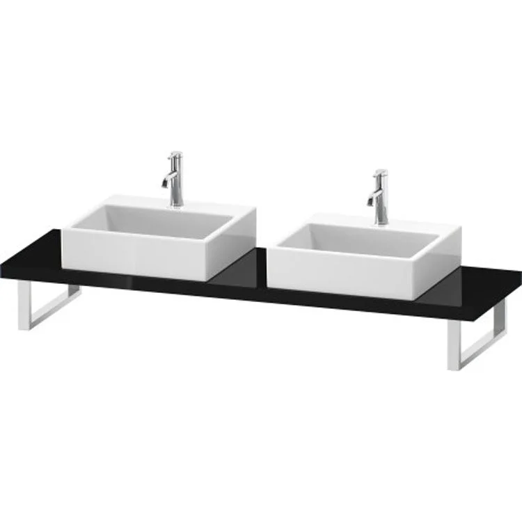 Lavatory Console L-Cube Black Double Basin Compact 31-1/2 x 18-7/8 Inch Ceramic 1-3/4 Inch