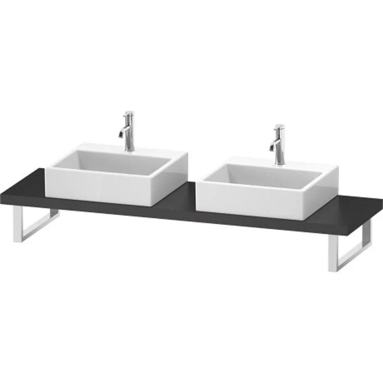 Lavatory Console L-Cube Graphite Matte Double Basin Compact Console 18-7/8x1-3/4 Inch