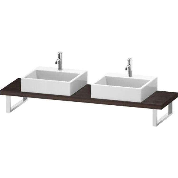 Lavatory Console L-Cube Chestnut Dark Double Basin Compact Console 18-7/8x1-3/4 Inch