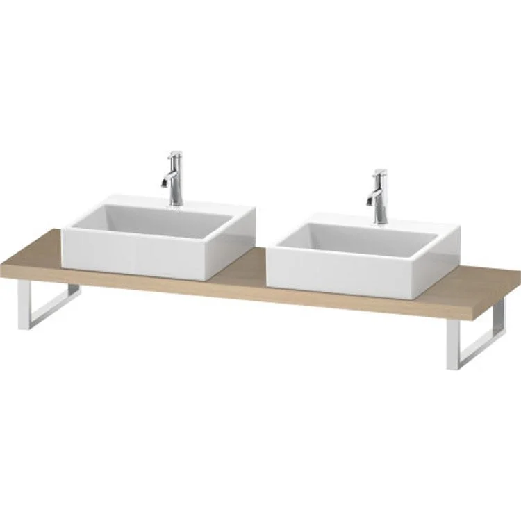 Lavatory Console L-Cube Mediterranean Oak Double Basin Compact 31-1/2 x 18-7/8 Inch Ceramic 1-3/4 Inch