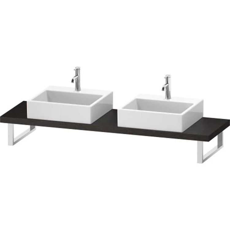 Lavatory Console L-Cube Brushed Dark Oak Double Basin Compact Console 18-7/8x1-3/4 Inch