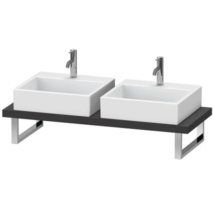 Lavatory Console L-Cube Graphite Super Matte Double Basin Compact 31-1/2 x 18-7/8 Inch 1-3/4 Inch Two Cut-Outs