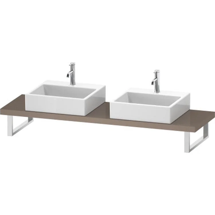 Lavatory Console L-Cube Cappuccino High Gloss Double Basin Compact 31-1/2 x 18-7/8 Inch 1-3/4 Inch Two Cut-Outs