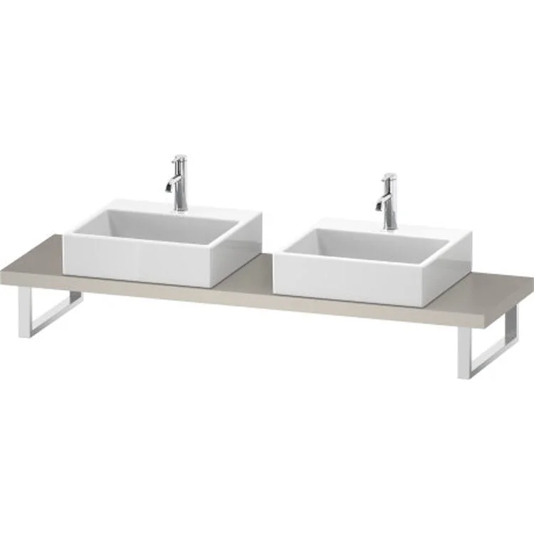 Lavatory Console L-Cube Taupe Matte Double Basin Compact 31-1/2 x 18-7/8 Inch Ceramic 1-3/4 Inch