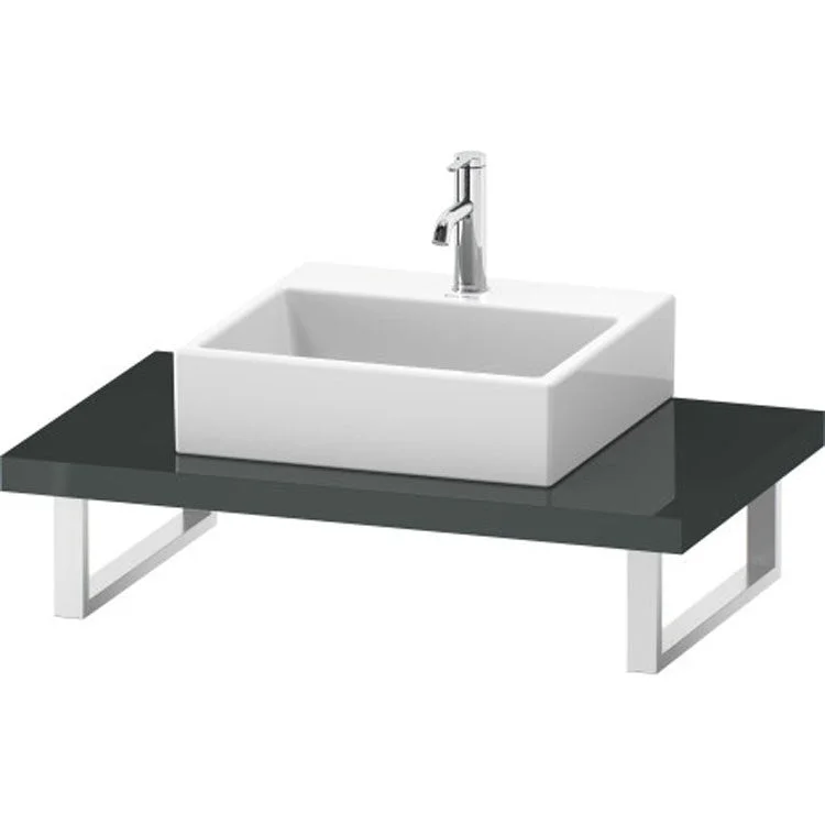 Lavatory Console L-Cube Dolomiti Gray High Gloss Single Basin 31-1/2 x 21-5/8 Inch 1-3/4 Inch One Cut-Out