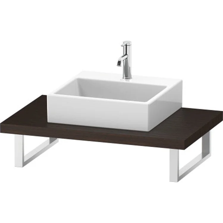 Lavatory Console L-Cube Brushed Walnut Single Basin 31-1/2 x 21-5/8 Inch Ceramic 1-3/4 Inch