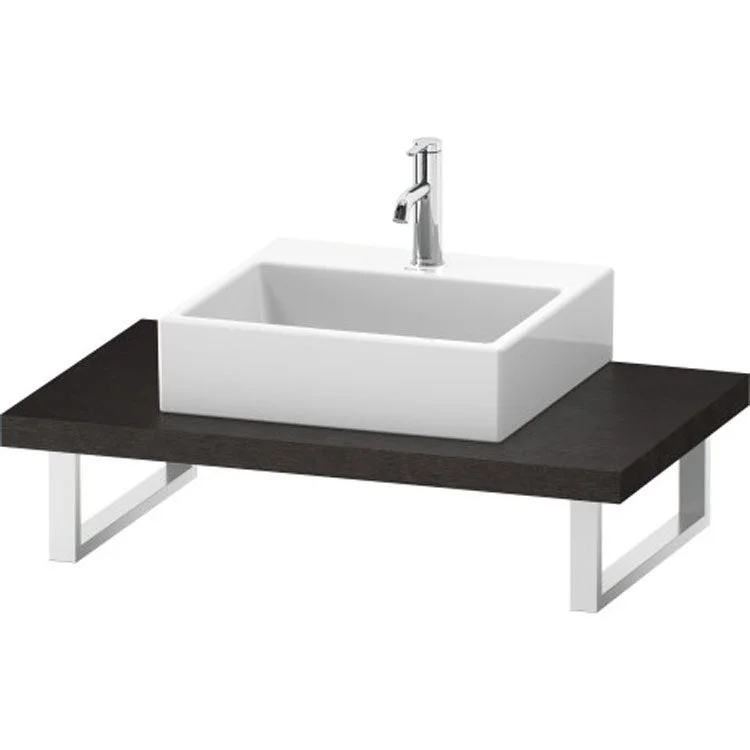 Lavatory Console L-Cube Brushed Dark Oak Single Basin 31-1/2 x 21-5/8 Inch Ceramic 1-3/4 Inch