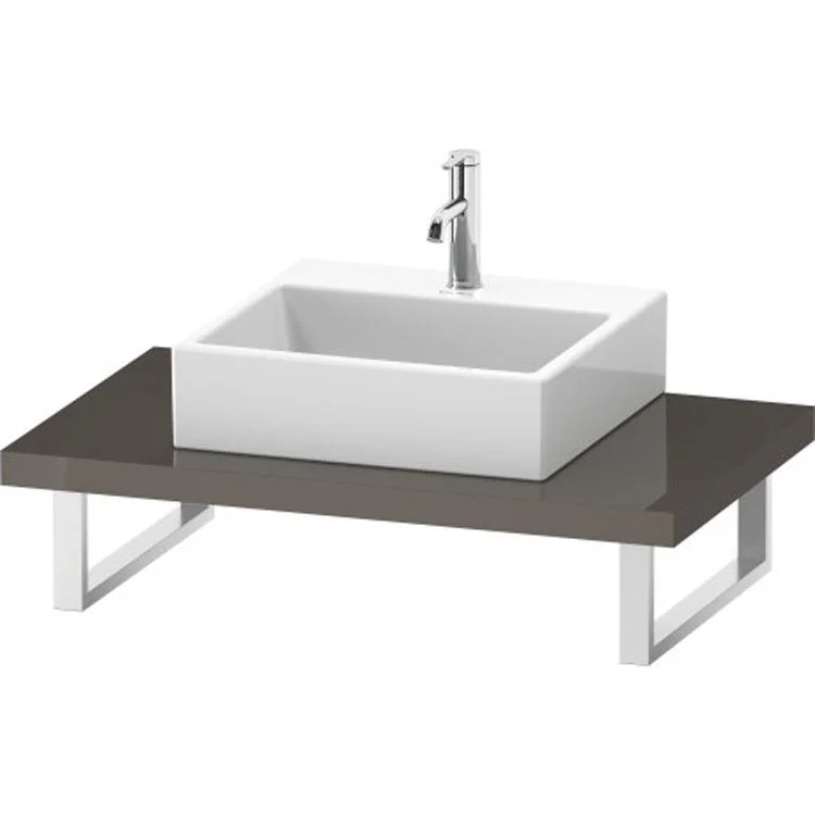 Lavatory Console L-Cube Flannel Gray High Gloss Single Basin 31-1/2 x 21-5/8 Inch Ceramic 1-3/4 Inch