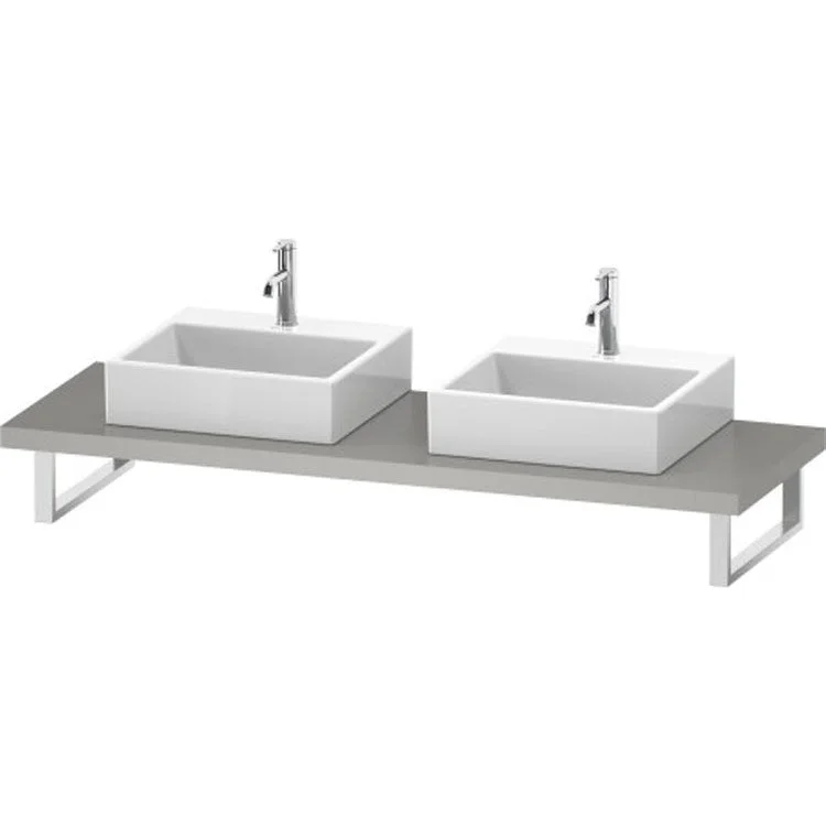 Lavatory Console L-Cube Concrete Gray Matte Double Basin 31-1/2 x 21-5/8 Inch 1-3/4 Inch