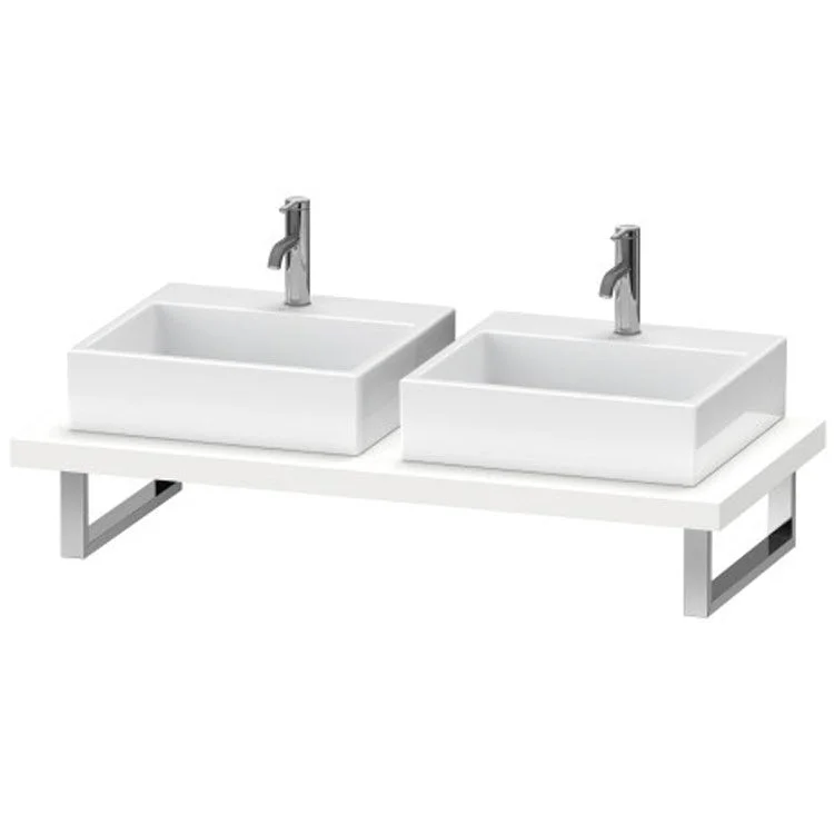 Lavatory Console L-Cube White Matte Double Basin 31-1/2 x 21-5/8 Inch Ceramic 1-3/4 Inch