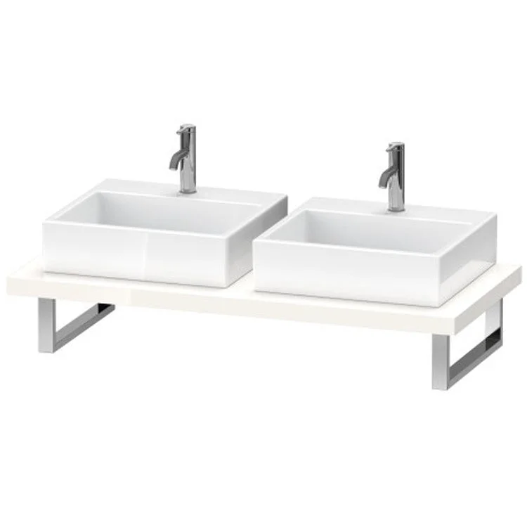 Lavatory Console L-Cube White High Gloss Double Basin 31-1/2 x 21-5/8 Inch Ceramic 1-3/4 Inch