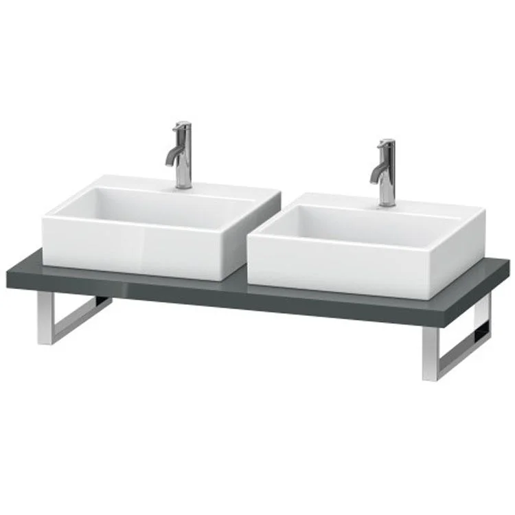 Lavatory Console L-Cube Dolomiti Gray High Gloss Double Basin 31-1/2 x 21-5/8 Inch 1-3/4 Inch