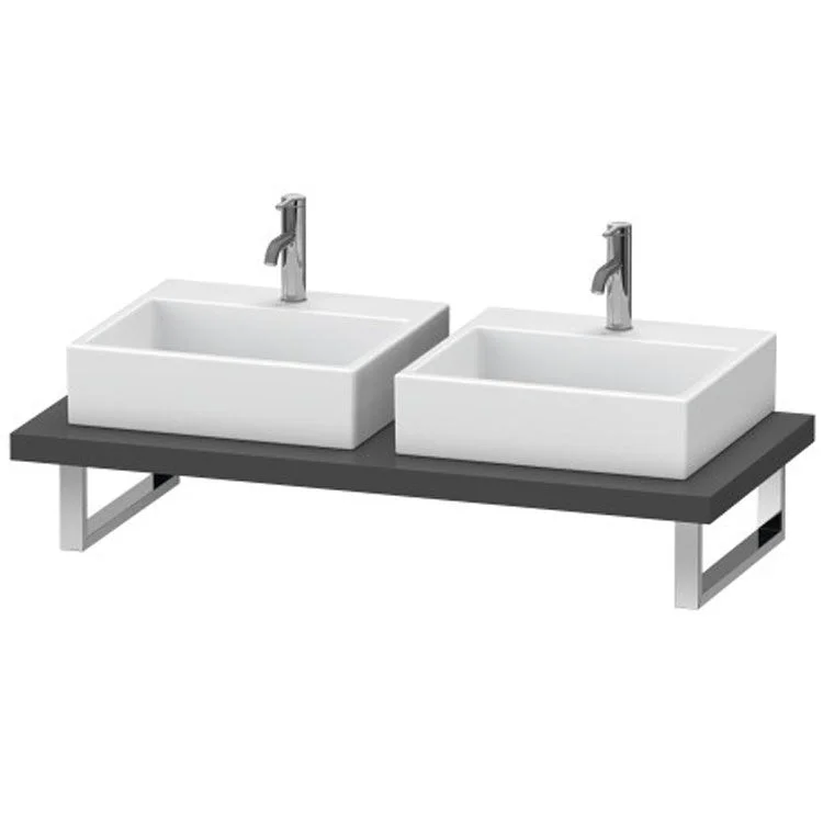 Lavatory Console L-Cube Graphite Matte Double Basin 31-1/2 x 21-5/8 Inch 1-3/4 Inch