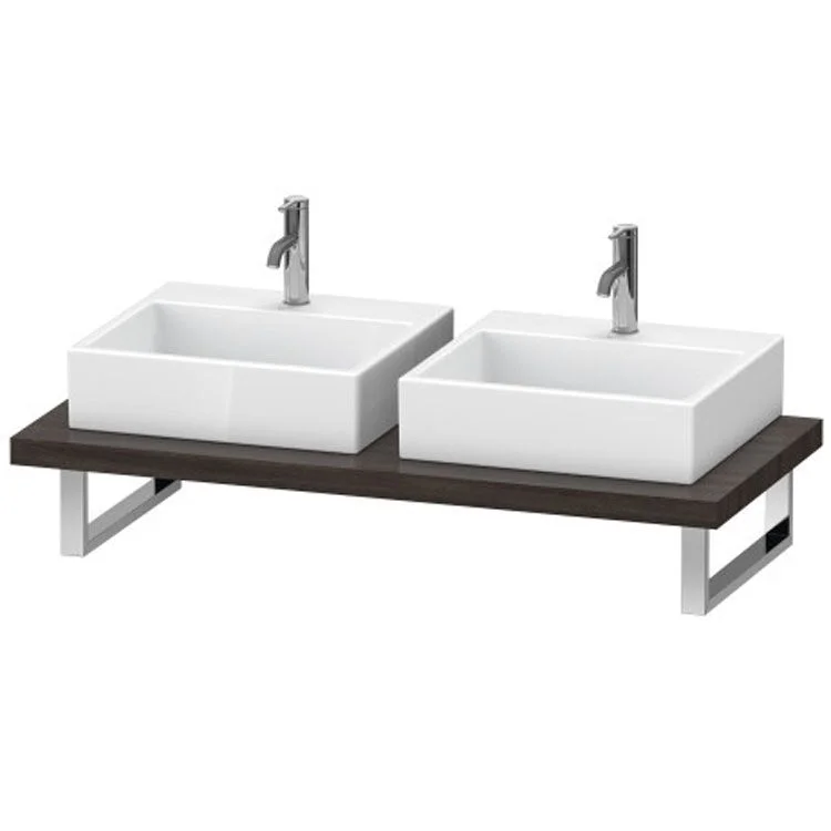 Lavatory Console L-Cube Chestnut Dark Double Basin 31-1/2 x 21-5/8 Inch Ceramic 1-3/4 Inch