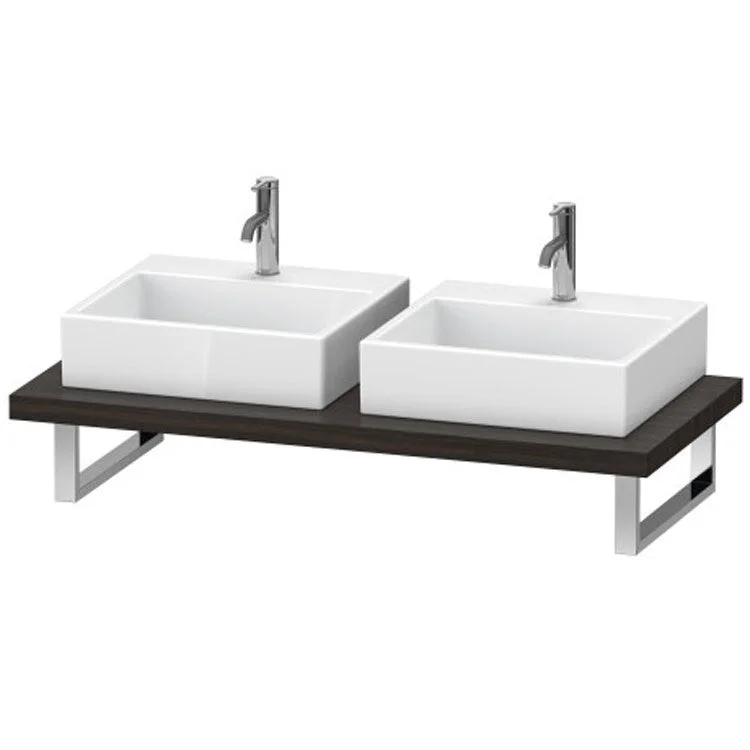 Lavatory Console L-Cube Brushed Walnut Double Basin 31-1/2 x 21-5/8 Inch 1-3/4 Inch