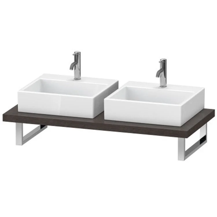 Lavatory Console L-Cube Brushed Dark Oak Double Basin 31-1/2 x 21-5/8 Inch 1-3/4 Inch