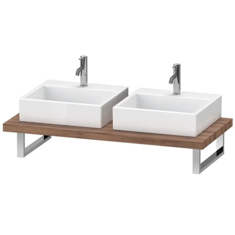 Lavatory Console L-Cube Natural Walnut Double Basin 31-1/2 x 21-5/8 Inch 1-3/4 Inch