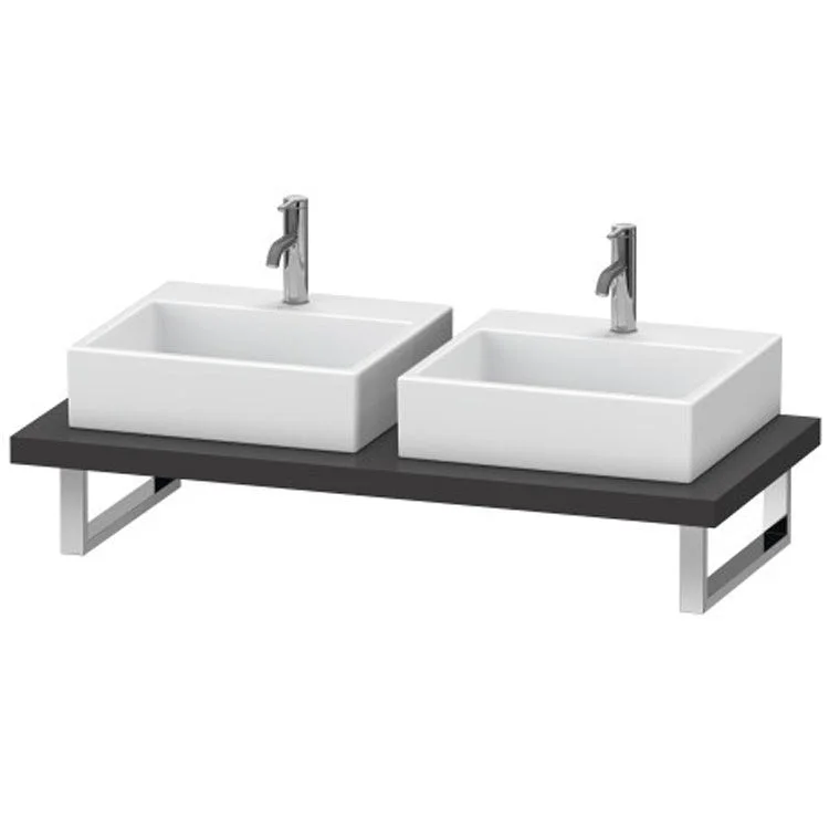 Lavatory Console L-Cube Graphite Super Matte Double Basin 31-1/2 x 21-5/8 Inch 1-3/4 Inch