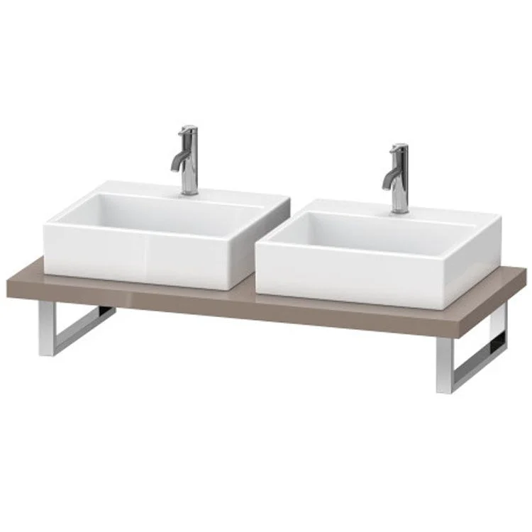 Lavatory Console L-Cube Cappuccino High Gloss Double Basin 31-1/2 x 21-5/8 Inch Ceramic 1-3/4 Inch